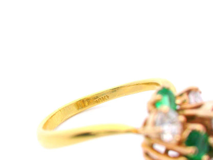 18k Yellow Gold Emerald & Diamond Cluster Ring