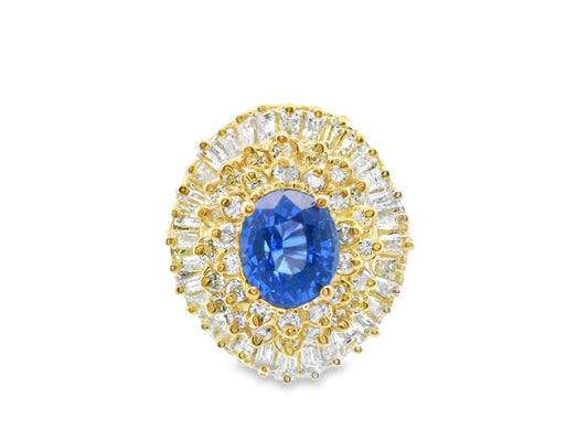 14k Yellow Gold Sapphire & Diamond Ring