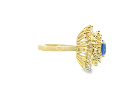 14k Yellow Gold Sapphire & Diamond Ring