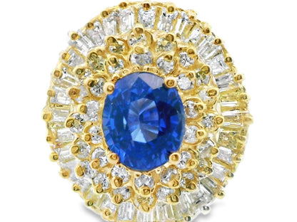 14k Yellow Gold Sapphire & Diamond Ring