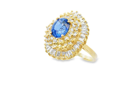 14k Yellow Gold Sapphire & Diamond Ring