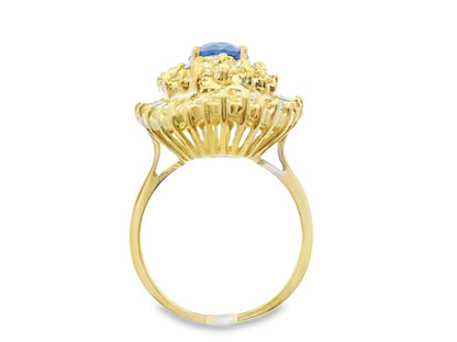 14k Yellow Gold Sapphire & Diamond Ring