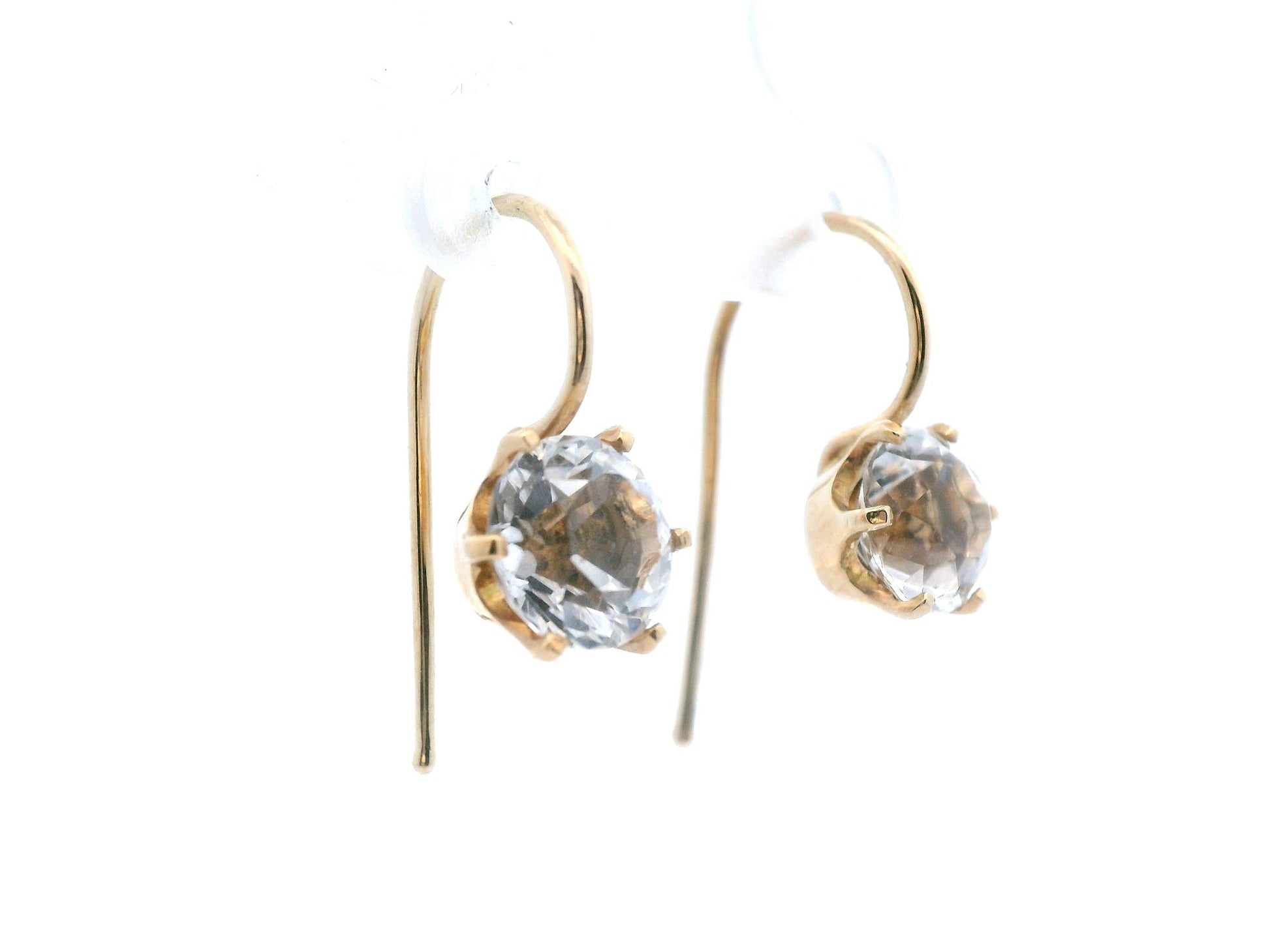1890 Victorian 14 Karat Yellow Gold Silver Topaz Drop Earrings