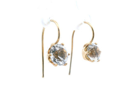 1890 Victorian 14 Karat Yellow Gold Silver Topaz Drop Earrings