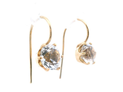 1890 Victorian 14 Karat Yellow Gold Silver Topaz Drop Earrings