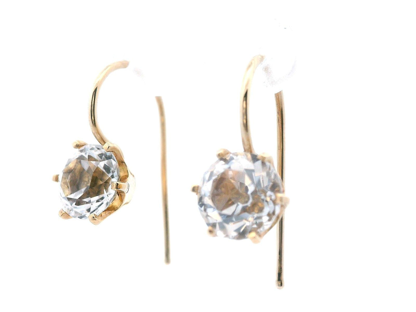 1890 Victorian 14 Karat Yellow Gold Silver Topaz Drop Earrings