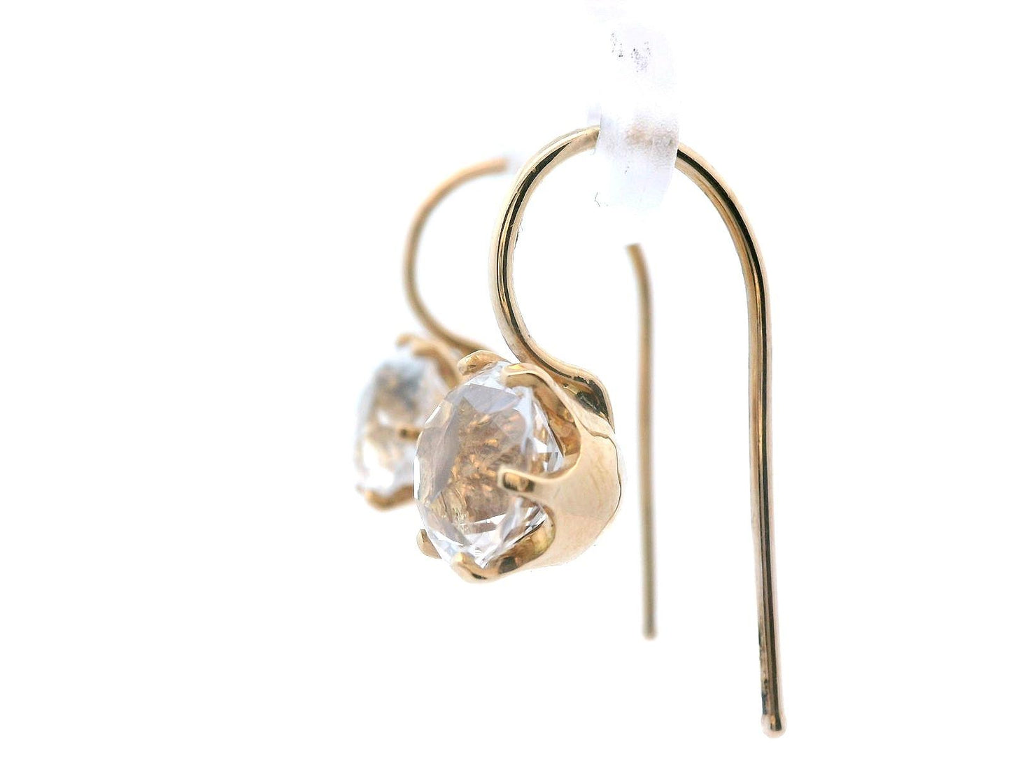 1890 Victorian 14 Karat Yellow Gold Silver Topaz Drop Earrings