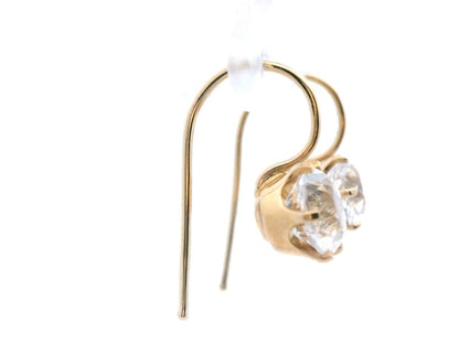 1890 Victorian 14 Karat Yellow Gold Silver Topaz Drop Earrings