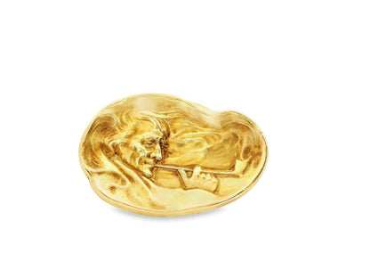1890 Art Nouveau 14k Yellow Gold Smoking Man Cufflinks Whiteside and Blank