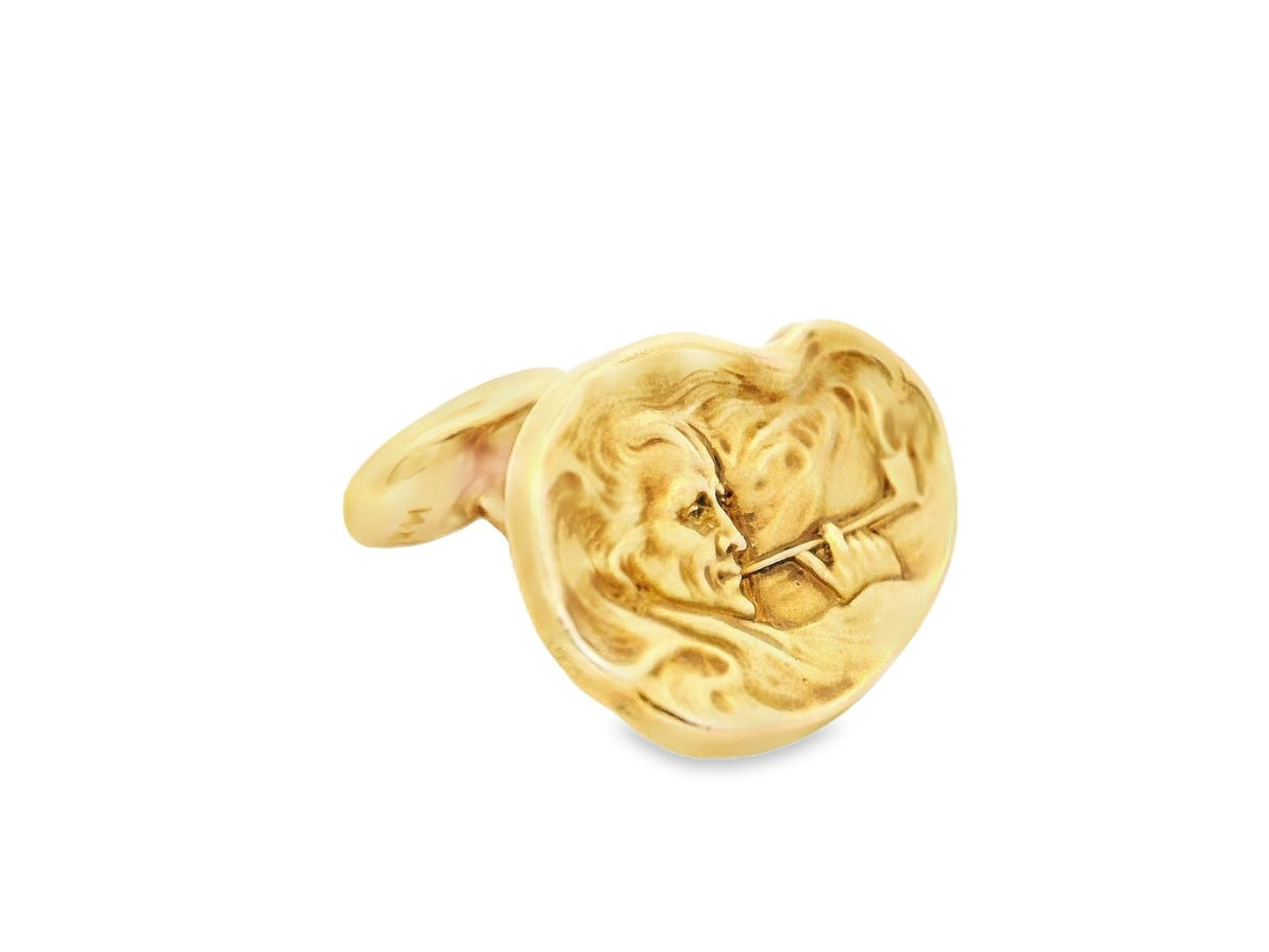 1890 Art Nouveau 14k Yellow Gold Smoking Man Cufflinks Whiteside and Blank
