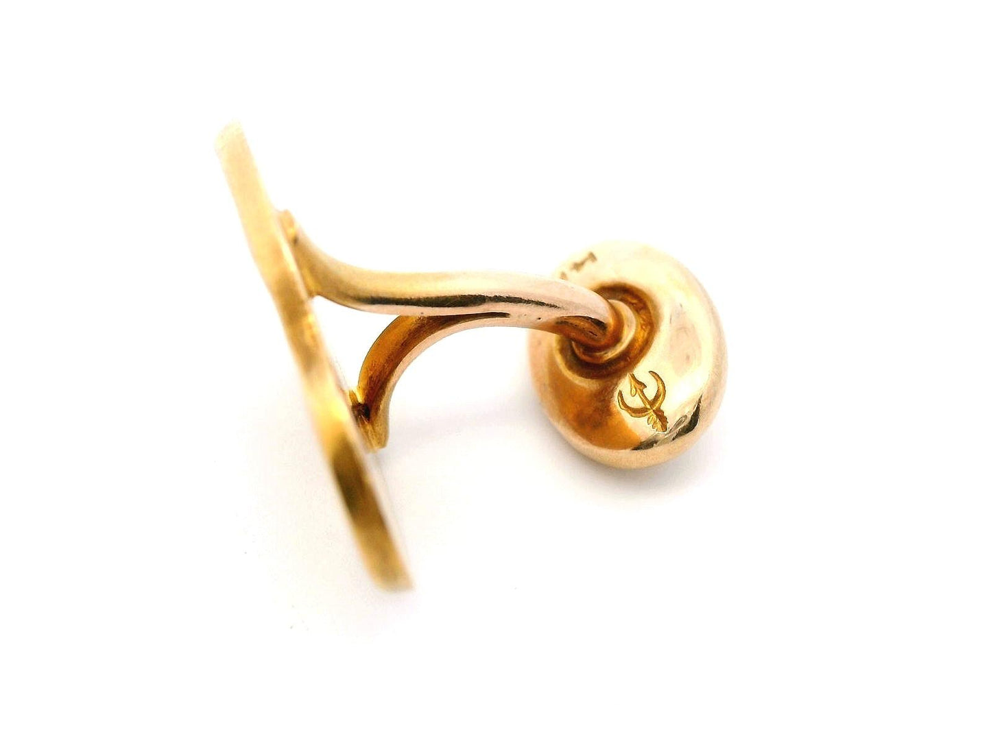 1890 Art Nouveau 14k Yellow Gold Smoking Man Cufflinks Whiteside and Blank