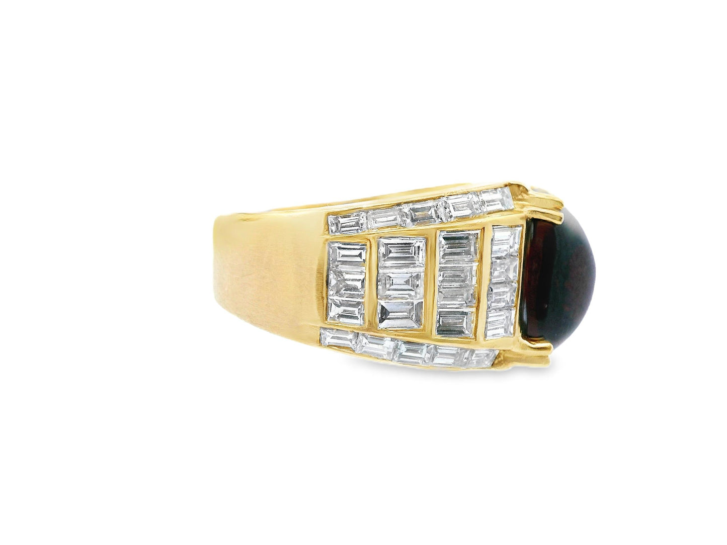 18k Yellow Gold Red Garnet and Diamond Statement Ring