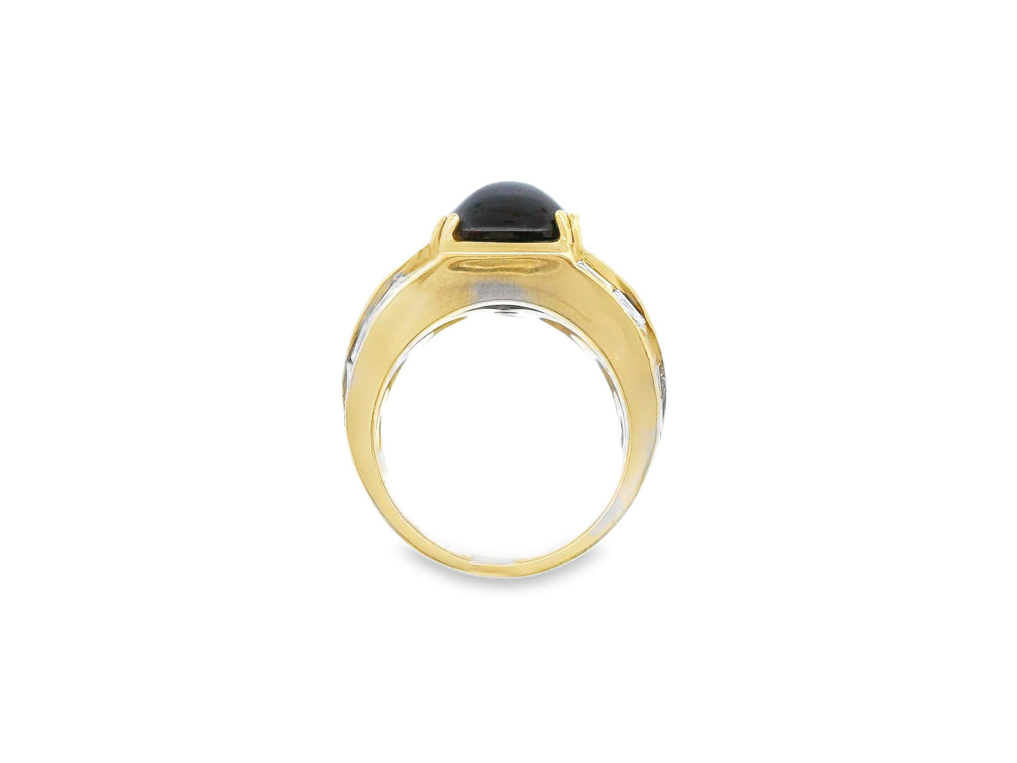 18k Yellow Gold Red Garnet and Diamond Statement Ring