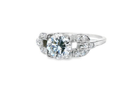 Art Deco European Cut Diamond Engagement Ring with GIA Report