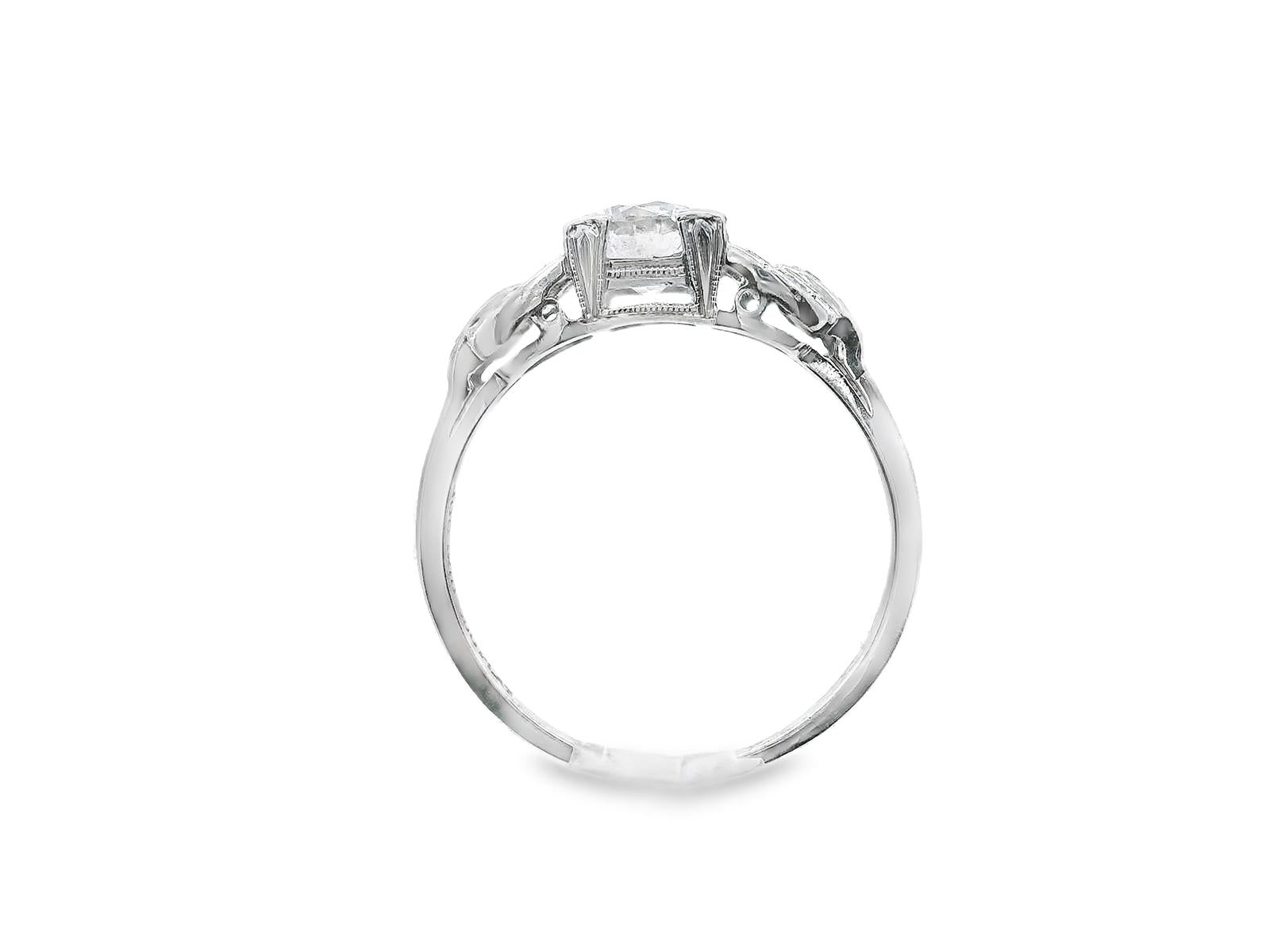 Art Deco European Cut Diamond Engagement Ring with GIA Report