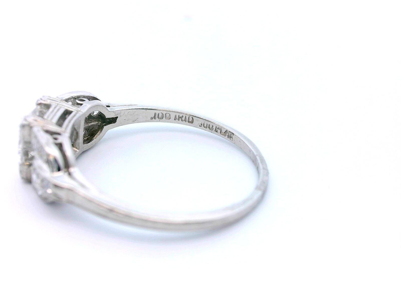 Art Deco European Cut Diamond Engagement Ring with GIA Report