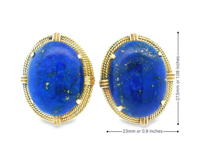 14k Yellow Gold Lapis Lazuli Ear Clip Earrings