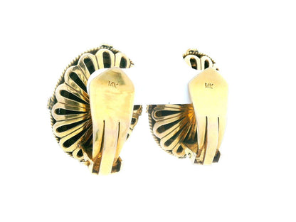 14k Yellow Gold Lapis Lazuli Ear Clip Earrings