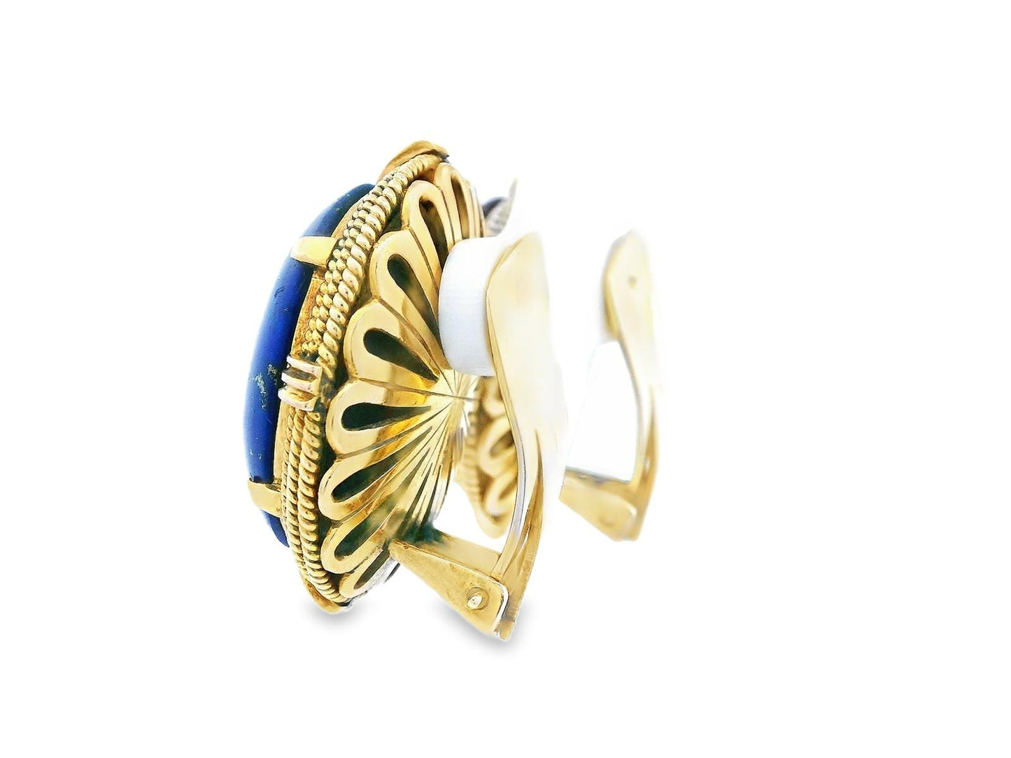 14k Yellow Gold Lapis Lazuli Ear Clip Earrings