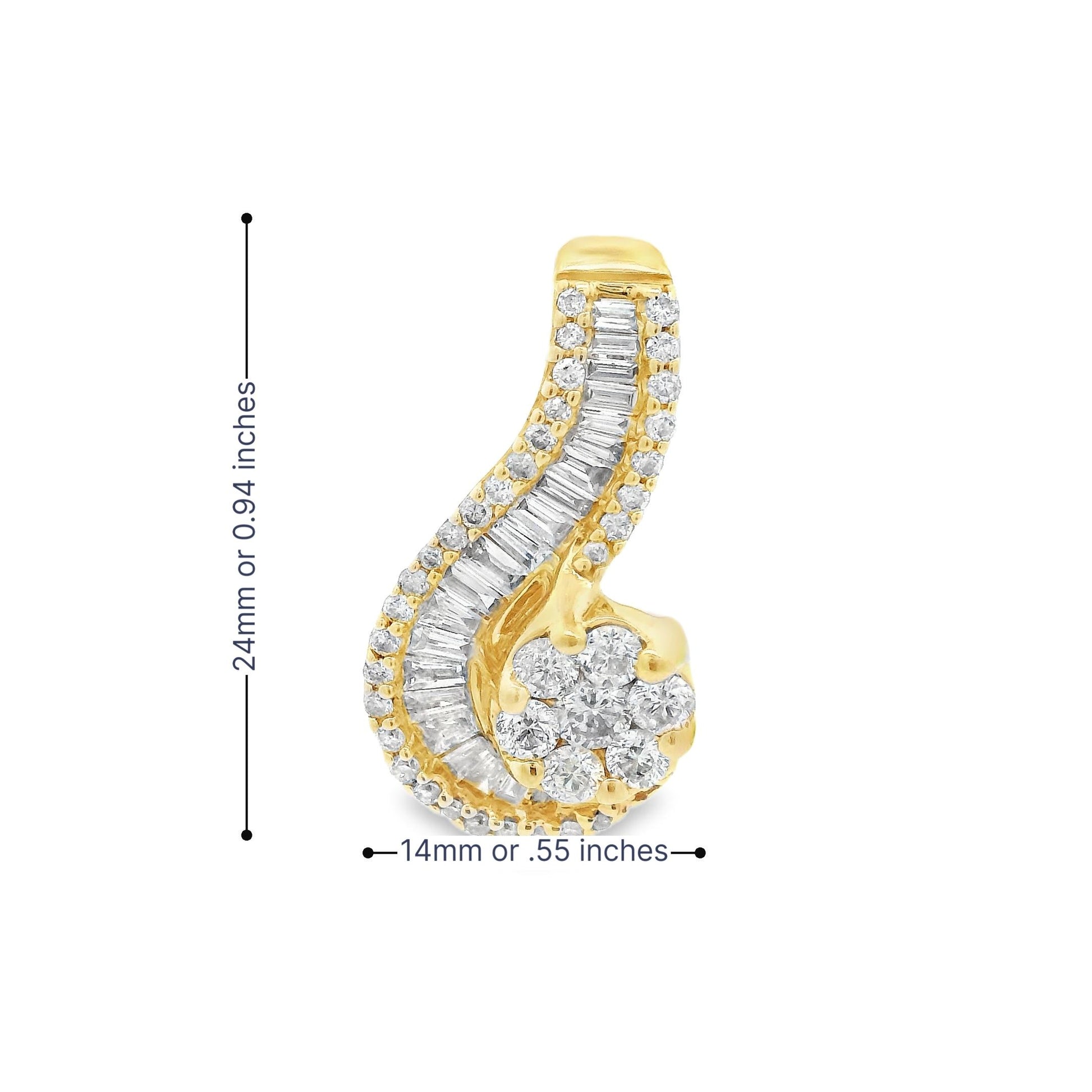 14k Yellow Gold Diamond Swirl Pendant