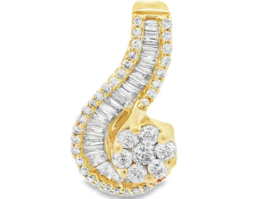 14k Yellow Gold Diamond Swirl Pendant