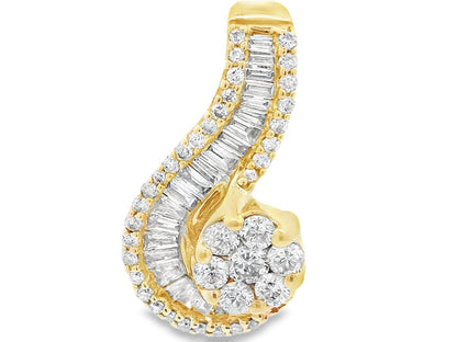 14k Yellow Gold Diamond Swirl Pendant