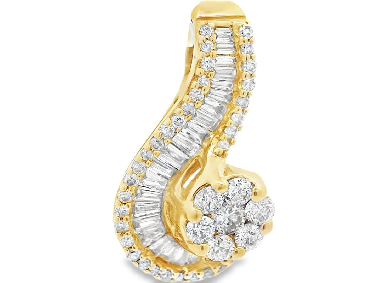 14k Yellow Gold Diamond Swirl Pendant