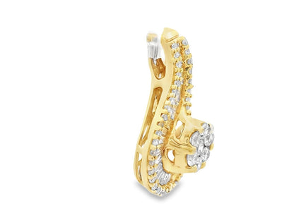 14k Yellow Gold Diamond Swirl Pendant