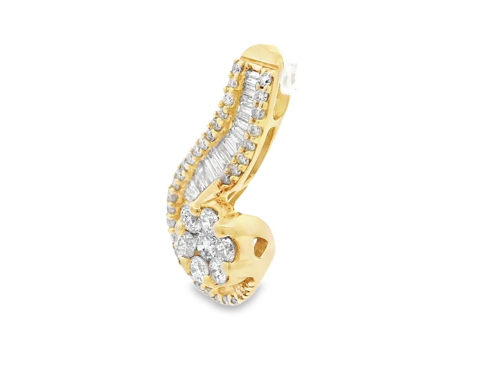 14k Yellow Gold Diamond Swirl Pendant