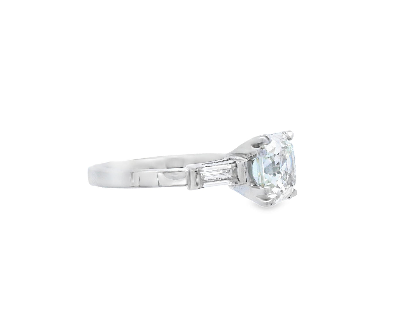 1925 Art Deco Platinum Asscher and Baguette Diamond Ring with GIA Report