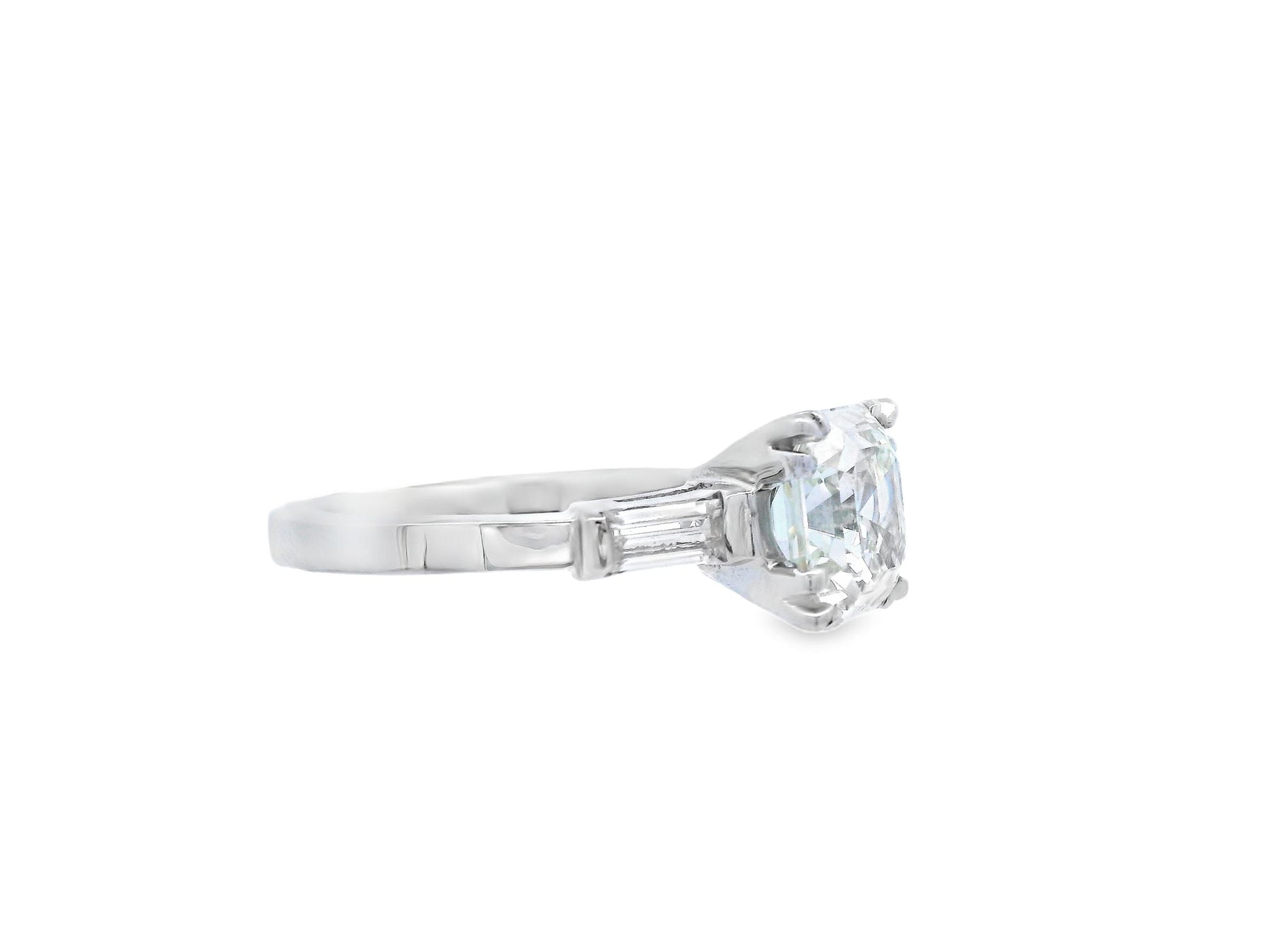 1925 Art Deco Platinum Asscher and Baguette Diamond Ring with GIA Report