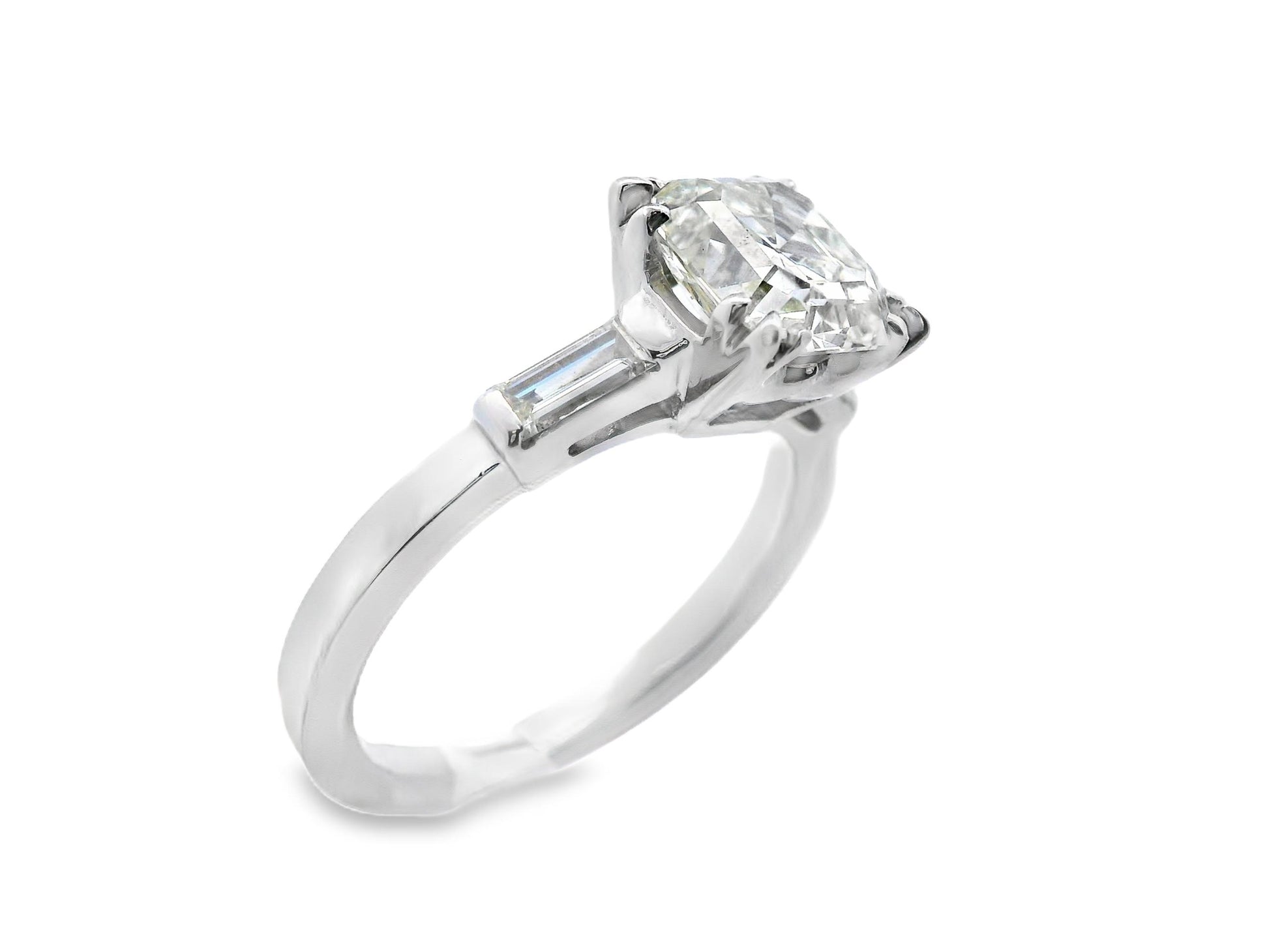 1925 Art Deco Platinum Asscher and Baguette Diamond Ring with GIA Report