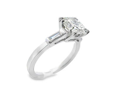 1925 Art Deco Platinum Asscher and Baguette Diamond Ring with GIA Report