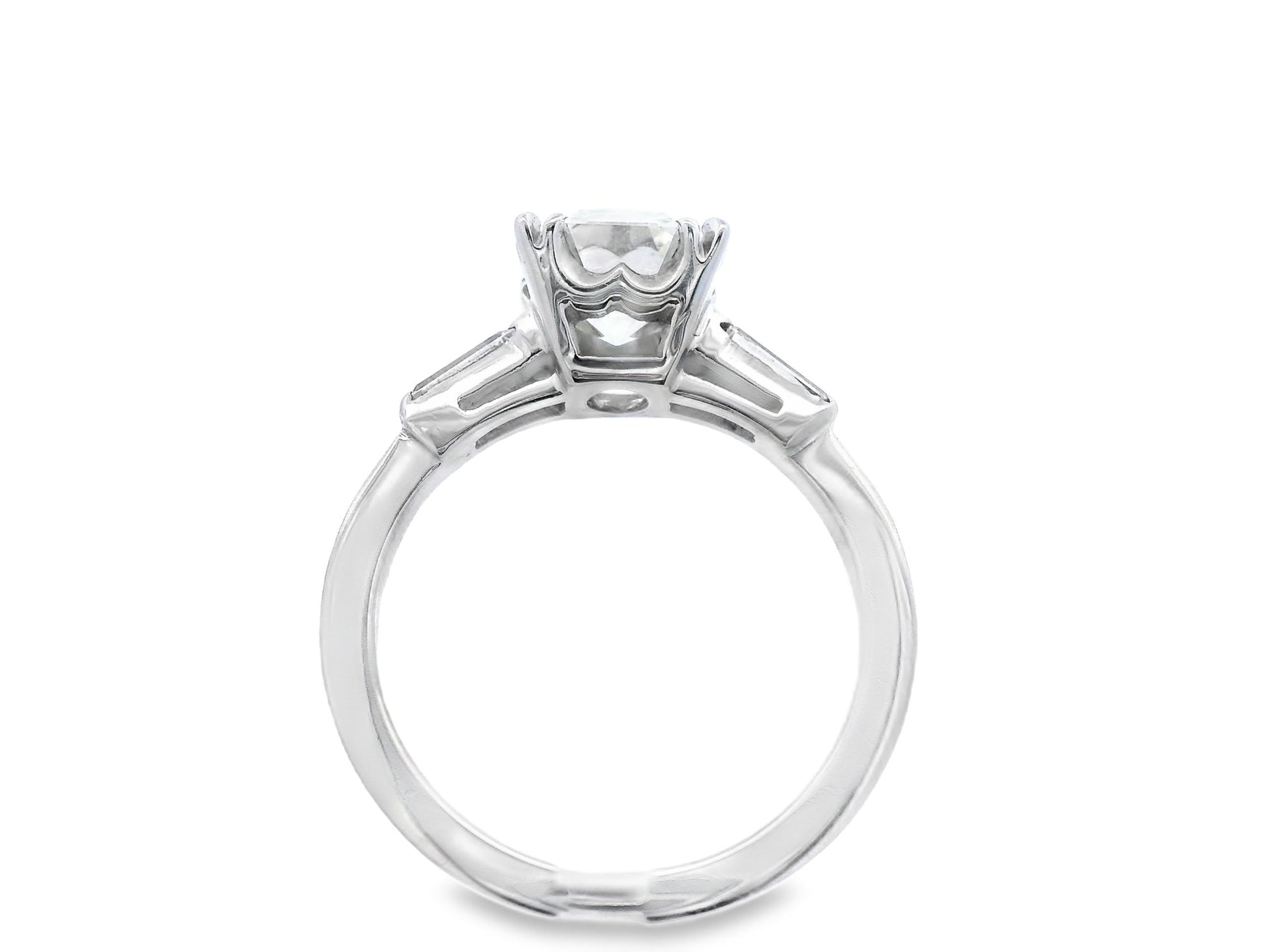 1925 Art Deco Platinum Asscher and Baguette Diamond Ring with GIA Report