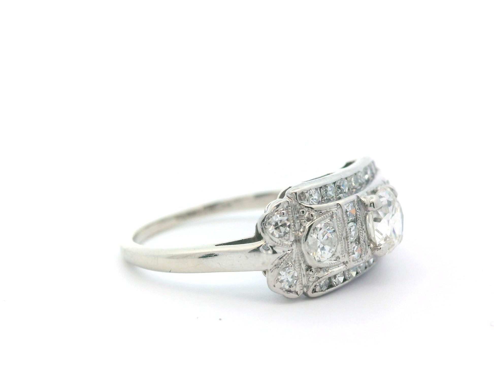 14k White Gold & Palladium Vintage Diamond Ring