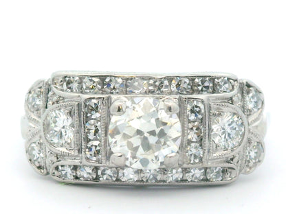 14k White Gold & Palladium Vintage Diamond Ring