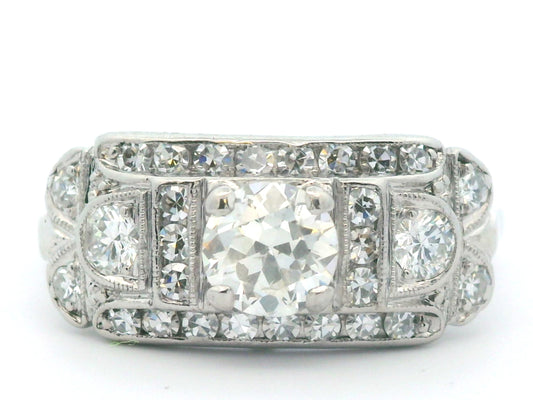 14k White Gold & Palladium Vintage Diamond Ring