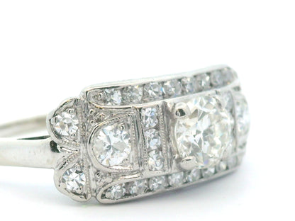 14k White Gold & Palladium Vintage Diamond Ring