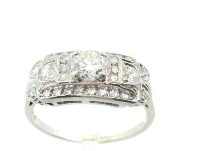14k White Gold & Palladium Vintage Diamond Ring