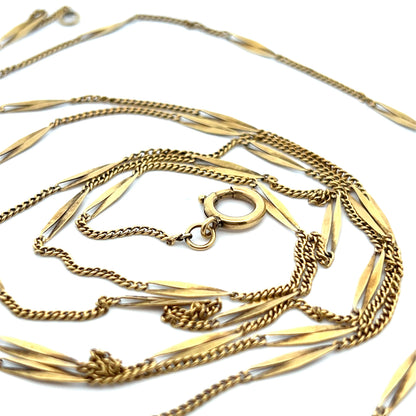 18k Yellow Gold LONG French Bar Chain 61"