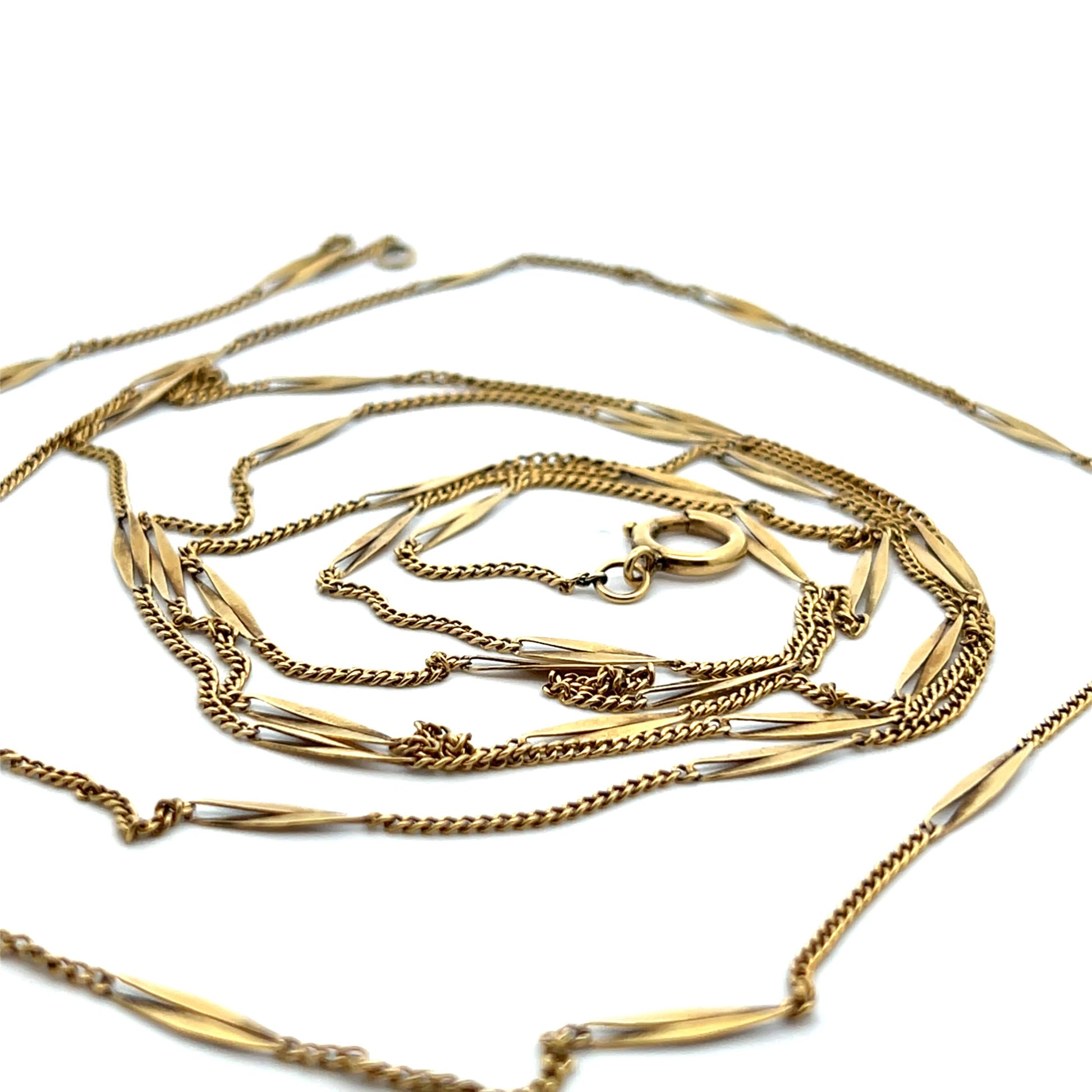 18k Yellow Gold LONG French Bar Chain 61"
