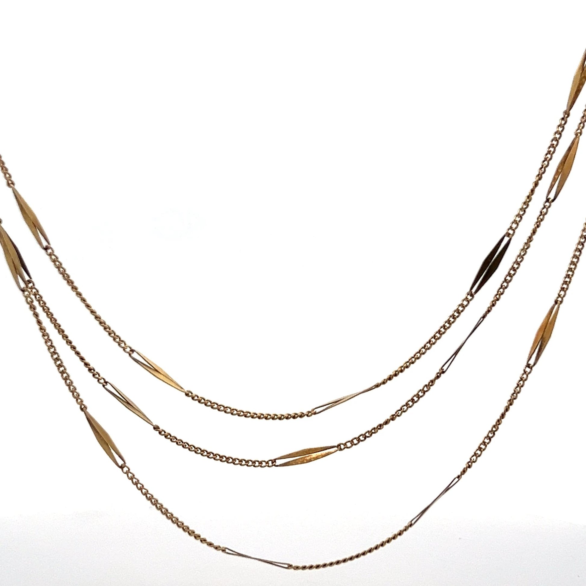 18k Yellow Gold LONG French Bar Chain 61"