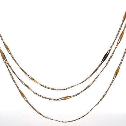 18k Yellow Gold LONG French Bar Chain 61"