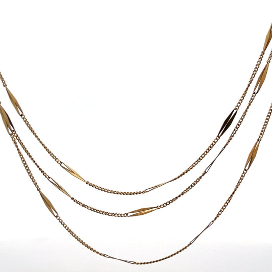 18k Yellow Gold LONG French Bar Chain 61"