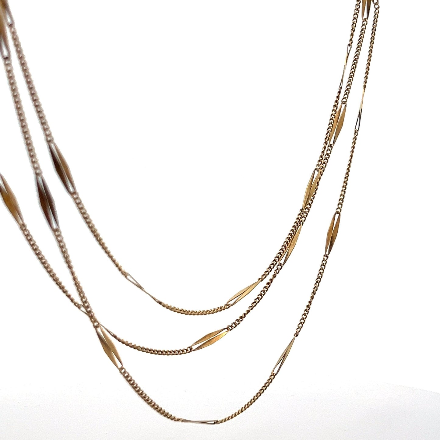 18k Yellow Gold LONG French Bar Chain 61"