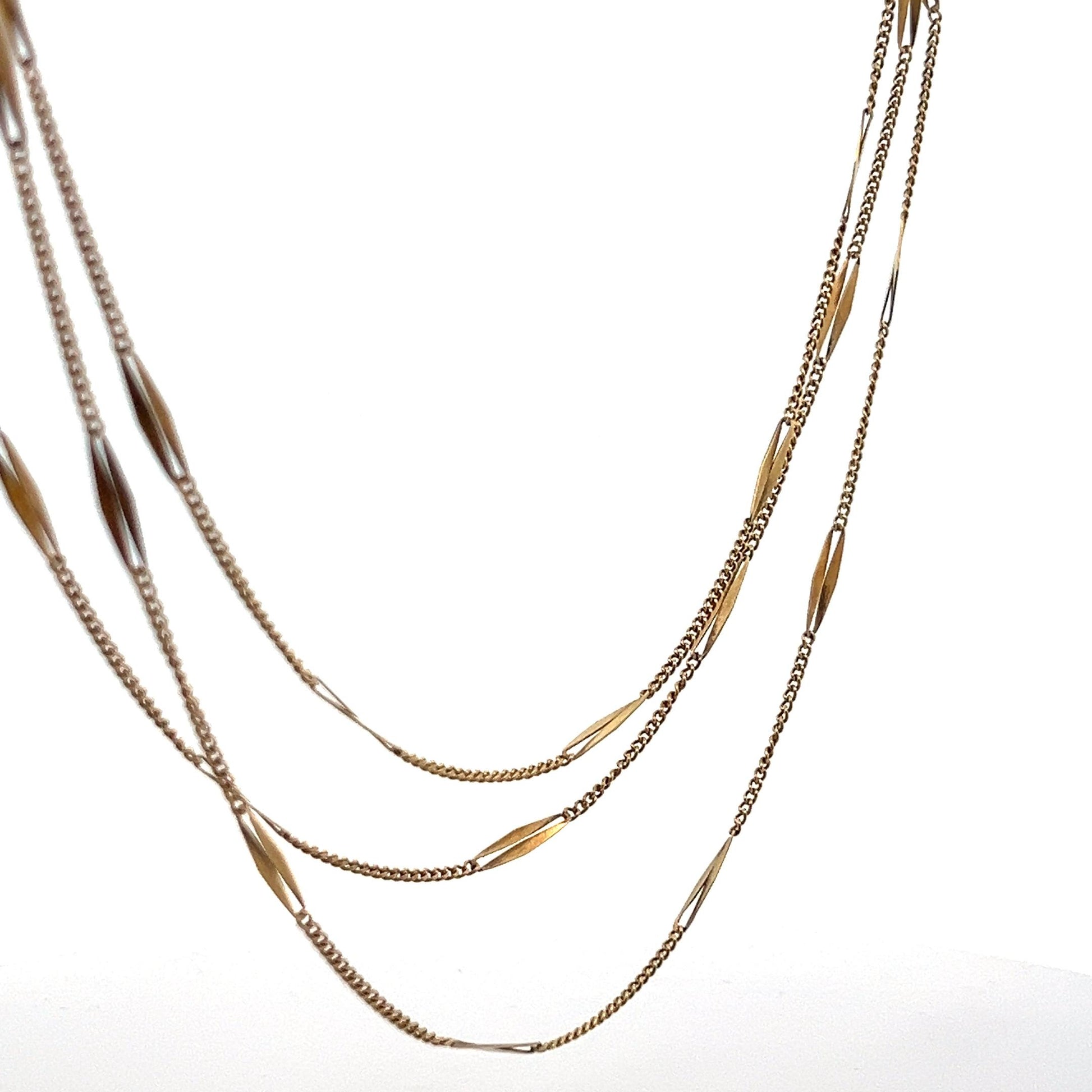 18k Yellow Gold LONG French Bar Chain 61"