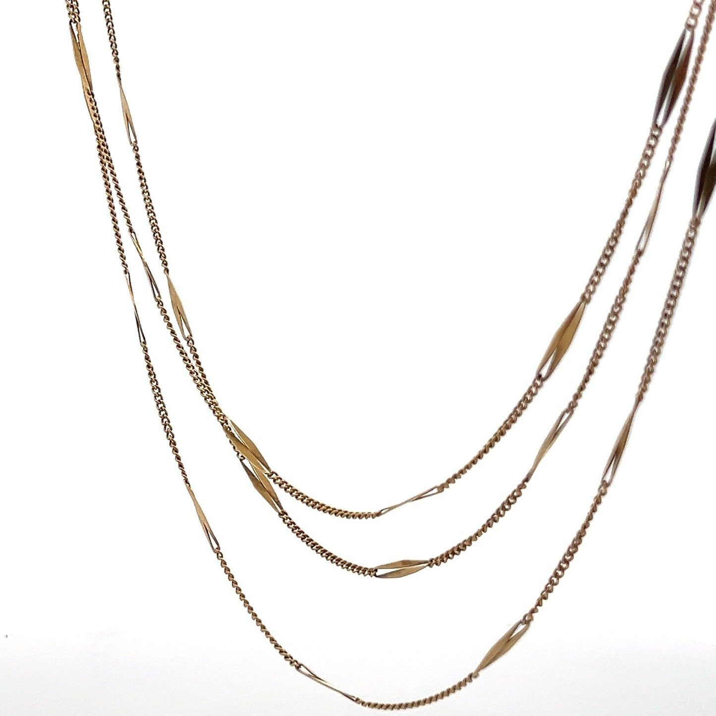 18k Yellow Gold LONG French Bar Chain 61"