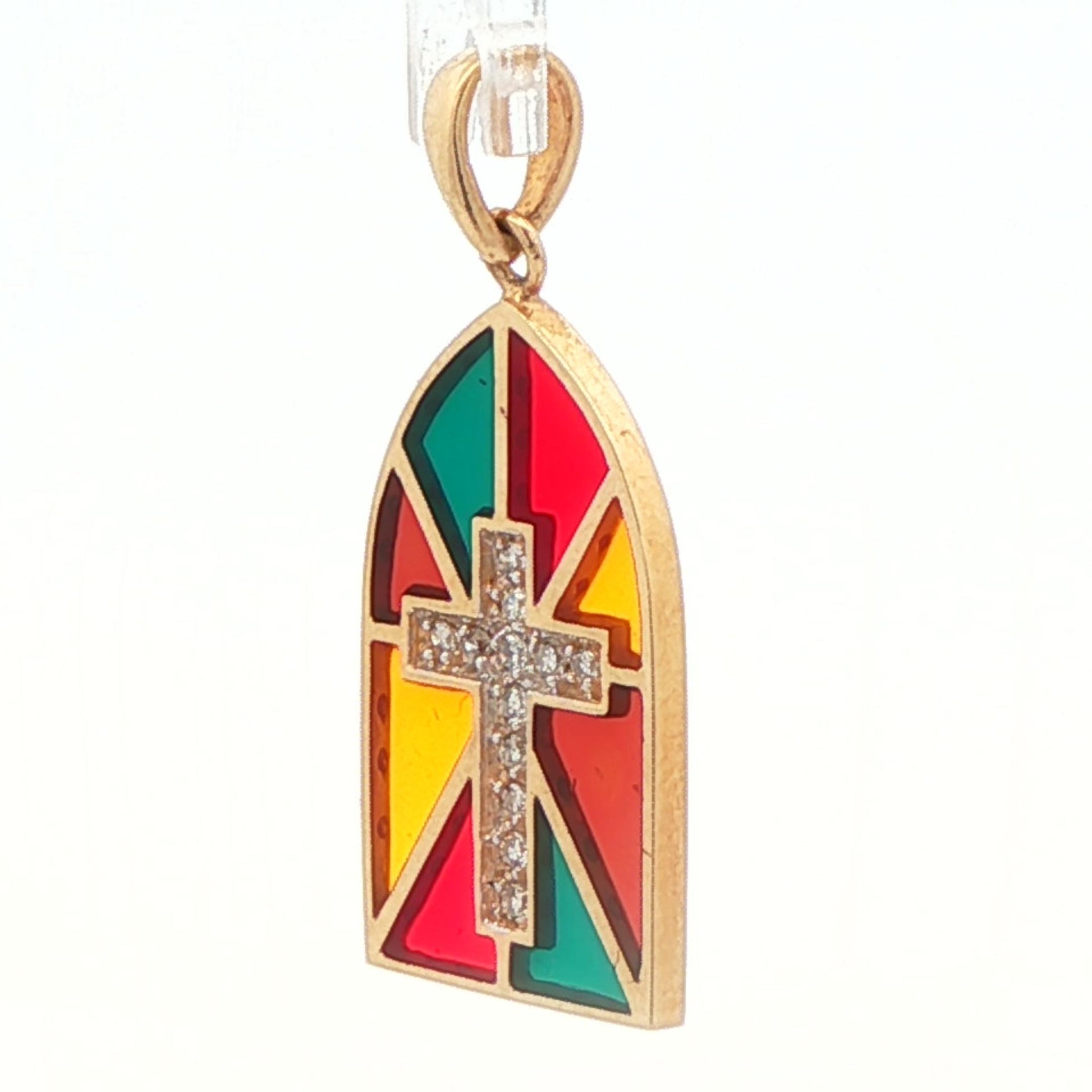 14k Yellow Gold & Diamond Cross Pendant