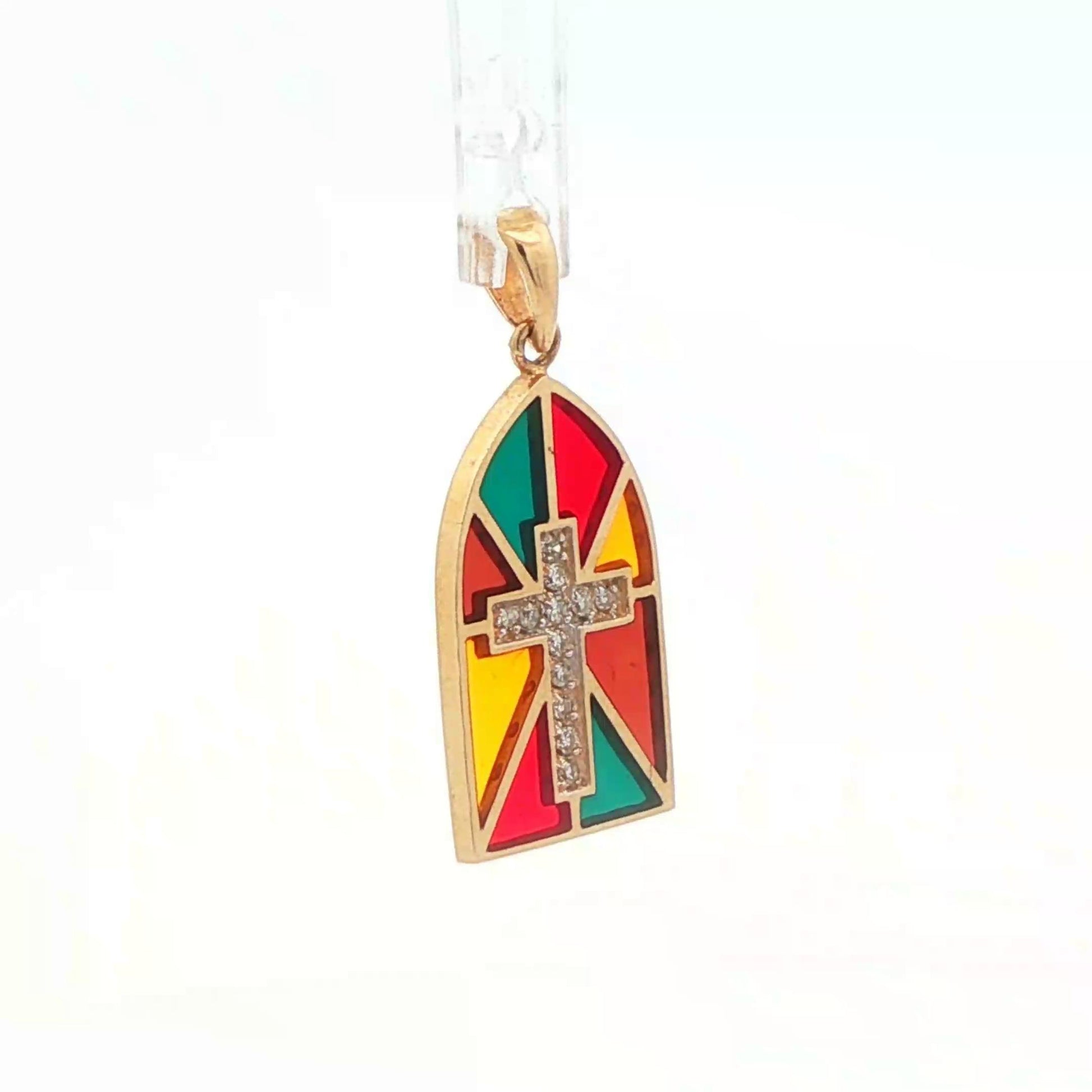 14k Yellow Gold & Diamond Cross Pendant