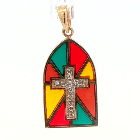 14k Yellow Gold & Diamond Cross Pendant
